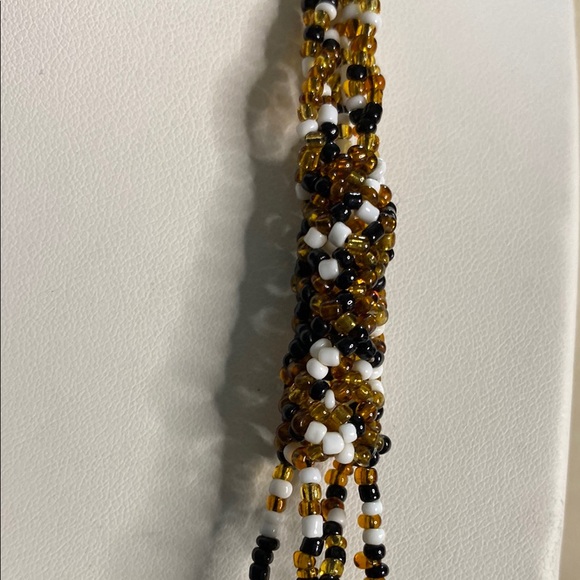 Chic Multi-Strand Beaded Necklace - Brown and Gold - Picture 3 of 5